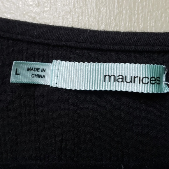 Maurices Black and White Embroidered Long Sleeve Top - Picture 3 of 5